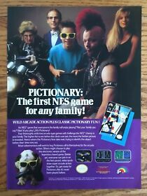 Pictionary NES 1990 Vintage Game Print Ad/Poster Promo Official Nintendo Pop Art