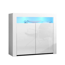 NNEDSZ Buffet Sideboard Cabinet LED High Gloss Storage Cupboard 2 Doors White