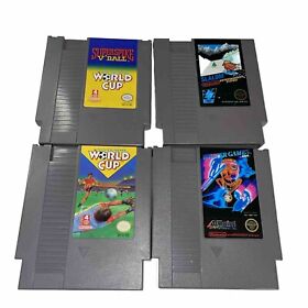 NES Sports 4 Game Lot: Slalom, Winter Games, World Cup Super Spike Nintendo