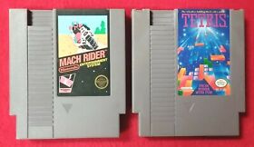 Mach Rider & Tetris (Authentic Nintendo NES Games) Pins Polished & Tested