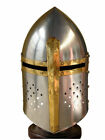 Medieval Knight Armor Crusader Templar Sugarloaf Helmet Great Helm Brass Cross