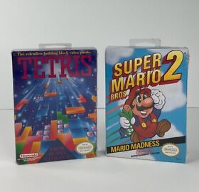 Super Mario Bros. 2 & Tetris Nintendo NES Sealed/ With H Seam Hangtab