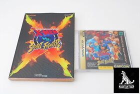 Lot 2 X-Men VS Street Fighter Capcom Sega Saturn SS Set Games JP w/Guide Book