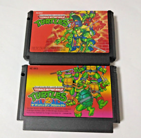 Lot 2 Teenage Mutant Ninja Turtles 1 & 2 Set Nintendo Famicom FC NES JpGames