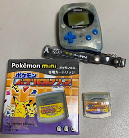 Nintendo Pokemon Mini Game Console Clear & Blue Game Soft Set Used Japan