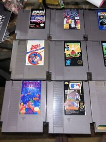 Lot 18 Nintendo NES Games - RBI baseball, Tetris Tetris, two Mario duck hunt L4