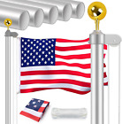 14 Gauge Sectional Flag Pole Kit, 16FT Extra Thick Heavy Duty Aluminum Outdoor i