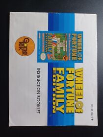 Wheel of Fortune Family Edition Instruction Booklet Only Nintendo NES Book Only