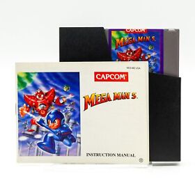 Nintendo NES Mega Man 5 Video Game & Manual Rockman Light Protoman Capcom 1994