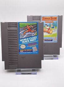 NES - Lot Of 2 (World Class Track Meet) & (Super Team Games) Cleaned & Tested