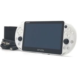 SONY PS Vita Glacier White PCH-2000 Slim LCD Wi-Fi w/ Charger "Excellent+"