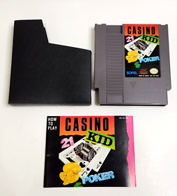 Casino Kid Poker Nintendo Game Cartridge Dust Cover Manual Japan NES