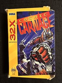 Sega Genesis 32X Cosmic Carnage 1994 Game Complete In Box With Manual, Works!