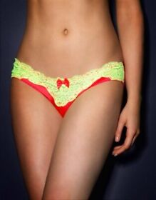Agent Provocateur Novah Red Yellow Silk Thong AP3 UK 8-10 New WITHOUT Tags