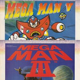 MEGA MAN 3 & 5 Print Ads 1993 Game Poster Art 20x26cm Orig. Game Boy - NES NIN44