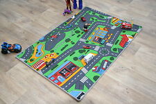 Children's Rug 133cm x 95cm Road Map Rug Play Time Racing Cars Kids Bedroom Mat