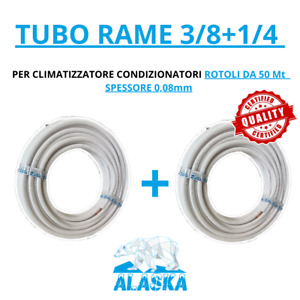 ROTOLO TUBO RAME 50 MT 3/8" + 50 MT 1/4" PER CONDIZIONAMENTO spessore  0,8 mm