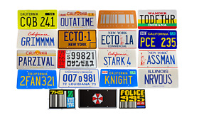 Movie and TV prop License Plates OUTATIME,ECTO1,NRVOUS,KNIGHT RIDER,JAWS,IRONMAN