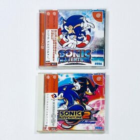Sonic Adventure 1 & 2 (Sega Dreamcast) CIB w/ Spine Card Japan Import US Seller