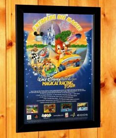 Walt Disney World Quest Magical Racing Tour PS1 Dreamcast Poster Ad Page Framed