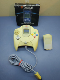 Sega Dreamcast Lot - OEM Discolored Controller, Jump Pack and Visual Memory Unit