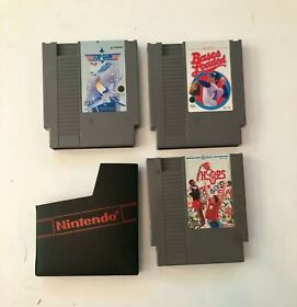 NES Nintendo video games LOT HOOPS, BASES LOADED AND TOP GUN 