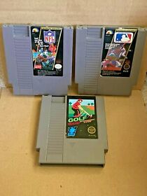 Golf Major League Baseball & NFL Football Lot of 3 NES LJN Nintendo Games Only