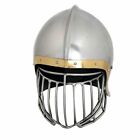 Ectoria Medieval Salet Helmet heavy 18 Gauge Steel~ Crusader  W Red Wood Stand
