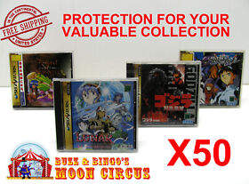 50x SEGA SATURN JAPAN CD GAME CASE - CLEAR PROTECTIVE BOX PROTECTOR SLEEVE