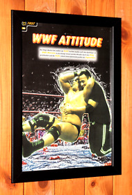 1999 WWF Attitude PS1 N64 Game Boy Dreamcast Promo Vintage Poster Ad Page Framed