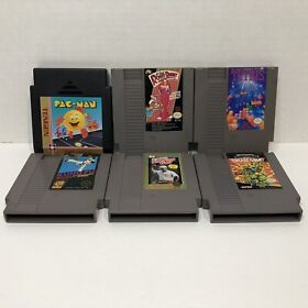 Lot Of 6 TESTED NES Nintendo Games TMNT Tetris Pacman Kung Fu Roger Rabbit