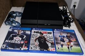 Sony PlayStation 4 PS4 500 GB Console Bundle 3-Games Controller Cords Tested