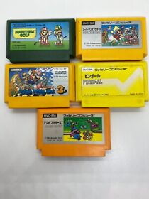 Lot of 5 Nintendo Famicom Super Mario Set and PINBALL Cartridge Only FC NES JP