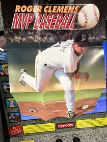 1991 Nintendo NES Roger Clemens MVP Baseball Foldable Promo Poster NEAR MINT