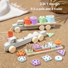 Wooden Children's Trailer Puzzle Block Toys