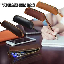 Pencil Case Pencil Pouch Black Pencil Bag PU Leather Pen Case Small Zipper New ☆