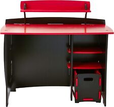 Children's Desk with Shelves and File Cart Set for Kids, Red and Black