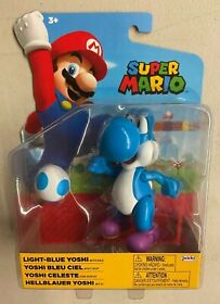 Figura de acción Super Mario Brothers 4" azul claro Yoshi con huevo (Nintendo NES)