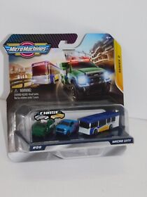 Micro Machines City Bus Series 2 #06 Green Blue Utility Truck Cars Toy Gift 