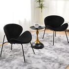 Velvet Accent Chairs Set of 2 with Accent Table, Flower Shape Modern Side Chair