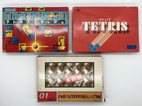 Lot 3 TETRIS FLASH TETRIS HON SHOGI Set Complete Box Nintendo Famicom FC Tested