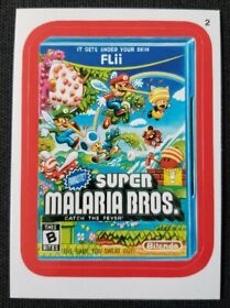 Super Mario Bros Topps Wacky Packages 2014 Series 1 SUPER MALARIA BROS. #2 NES