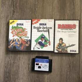 Sega Master System Lot: Rambo, Reggie Jackson, Double Dragon w/ Genesis Adapter