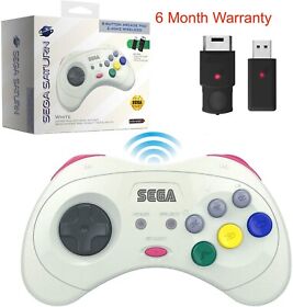 Retro-Bit 2.4 GHz Wireless Controller 8-Button Sega Saturn, Genesis Mini White