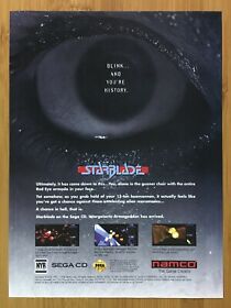 Starblade Sega CD 3DO 1994 Vintage Print Ad/Poster Official Video Game Art Rare