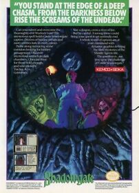 Shadowgate NES Original 1989 Ad Authentic Nintendo Video Game