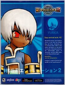 Evolution 2 (Yurka) Sega Dreamcast Game Promo July, 2000 Full Page Print Ad