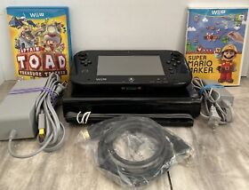 Nintendo Wii U 32gb Console+2 Games bundle system W/ Mario Maker Tested