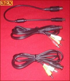 AV TV Cable & 32X Data Link Cable Complete Set Up for Sega Genesis 1 System NEW