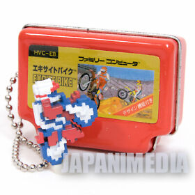 EXCITE BIKE Famicom Mini Can Case Keychain + Dot Figure Epoch JAPAN
